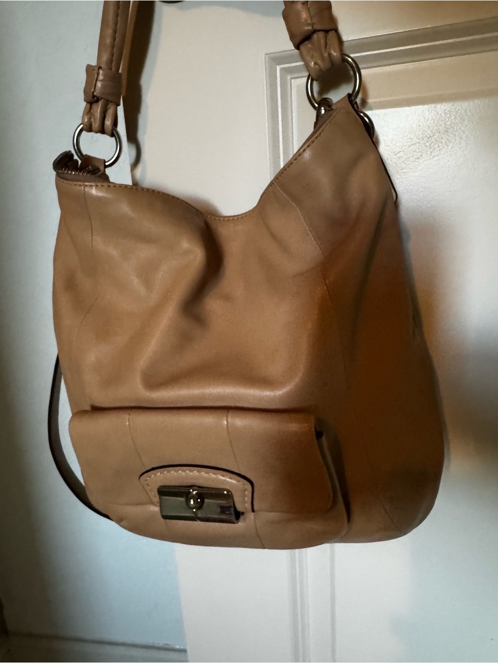 Coach Vintage Tan Brown Leather Shoulder Hobo Bag
